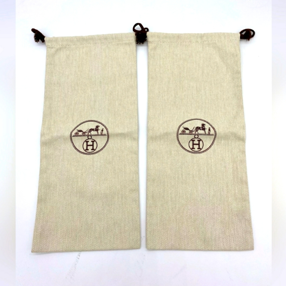 HERMES Authentic Drawstring Shoe Dust Travel Bag